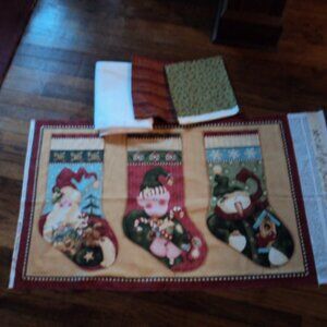 Christmas quilt panel/stockings kit